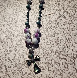 Elegant Cross Pendant Beaded Necklace